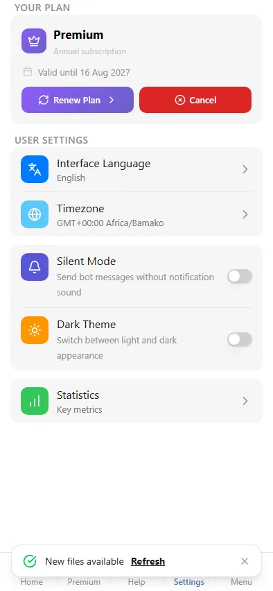 Premium in the mini app